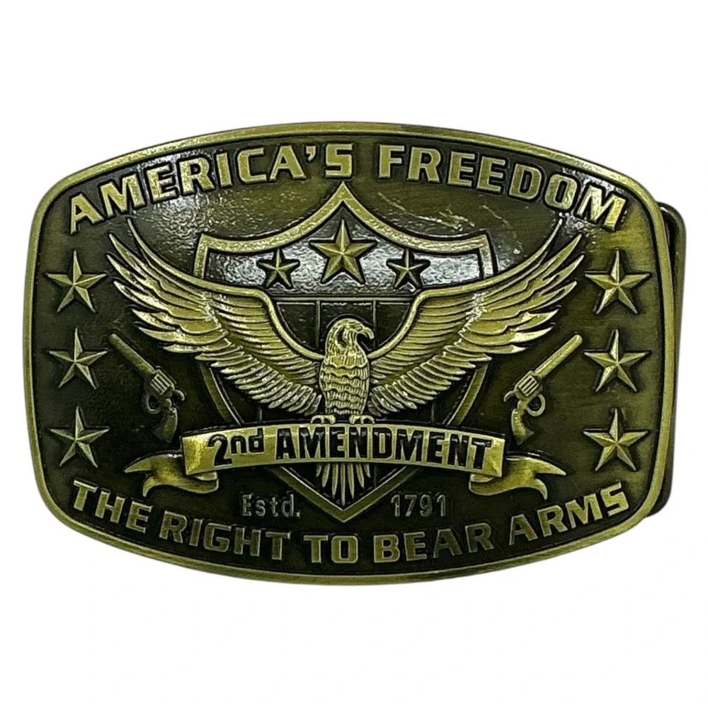 2nd Amendment Mens Belt Buckle‎ Eagle Design Patriotic
